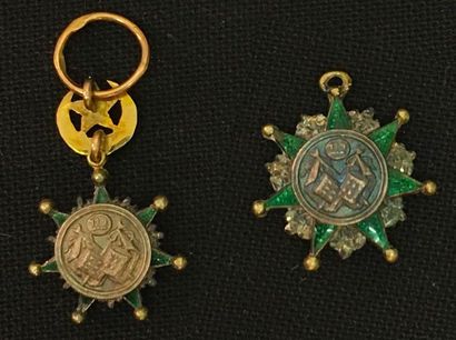 null Turquie - Ordre de l'Osmanié, étoile miniature en vermeil, or et émail, poinçon...