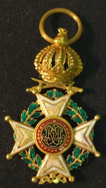null Belgique - Ordre de Léopold, fondé en 1832, croix d'officier à titre militaire,...
