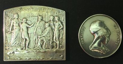 null France, two silver medals:
- Institut de France, identity medal by Dumarest,...