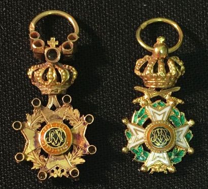 null Belgique - Ordre de Léopold, lot de deux miniatures: une croix d'officier à...
