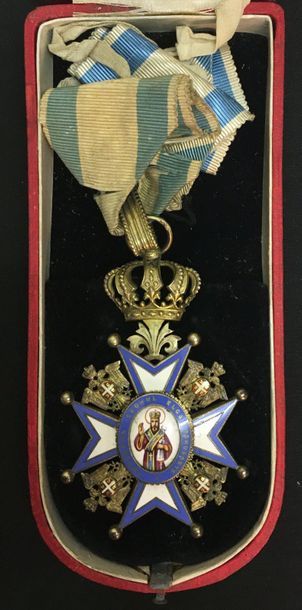 null Serbie - Ordre de Saint-Sava, fondé en 1883, bijou de commandeur du premier...