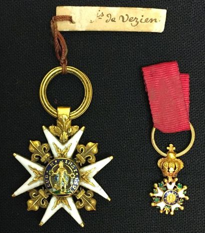 null Ordre de Saint-Louis, Louis XVI, croix de chevalier, demi-taille en or et émail,...