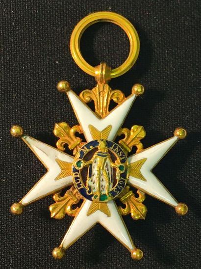 null Ordre de Saint-Louis, Restauration, croix de chevalier demi-taille en or et...