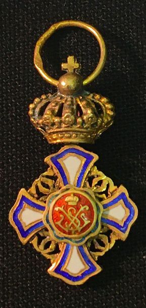 null Belgique - Ordre du Lion, miniature d'une croix d'officier en vermeil et émail,...