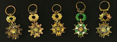 null Ordre de la Légion d'honneur, IIIe République, lot de cinq étoiles de joaillerie...
