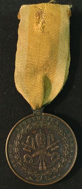 null États Romains, médaille commémorative du Siège de Rome 1849, en bronze patiné,...