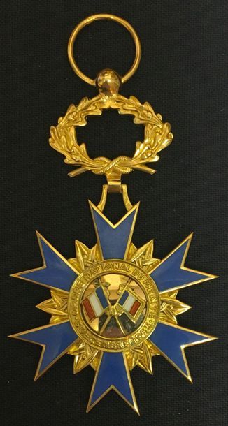 null Ordre national du Mérite, étoile d'officier en or émaillé bleu clair opaque,...