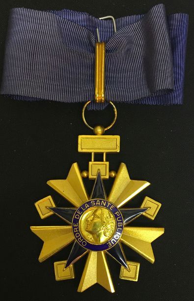 null Ordre de la Santé publique, founded in 1938, commander's jewel in vermeil and...