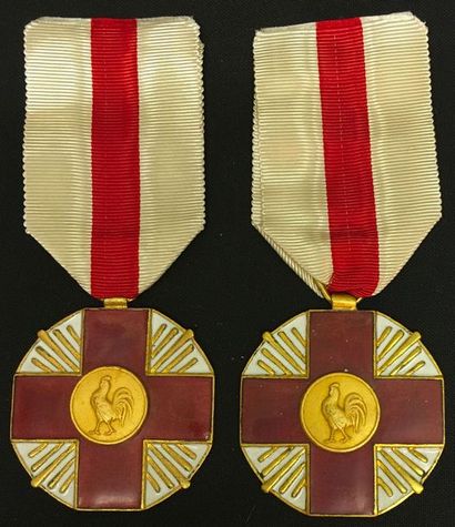 null French Red Cross, set of two medals of honour of the first type to the rooster,...