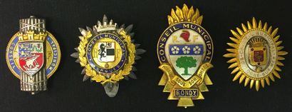 null Set of four municipal council insignia with heraldic decoration: Asnières-sur-Seine,...