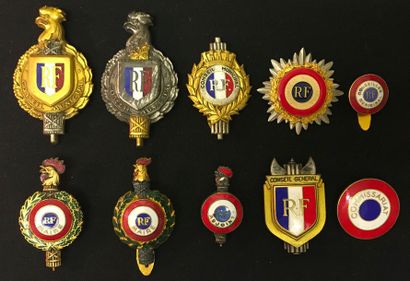 null Set of ten badges of office: five of municipal councils (variants), two of mayor,...