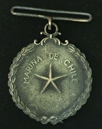 null Chili - Médaille d'ancienneté de la Marine pour 25 ans, en bronze argenté, sans...