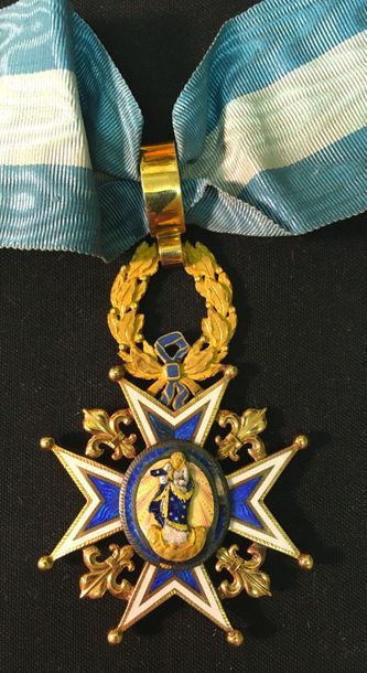 null Spain - Order of Charles III, commander's jewel in gold and enamel, two-part...