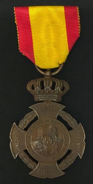 null Espagne - Carlisme, médaille royale et distinguée de Charles VII, en bronze,...