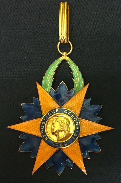 null Gabon - Ordre de l'Étoile Équatorienne, fondé en 1959, bijou de commandeur du...