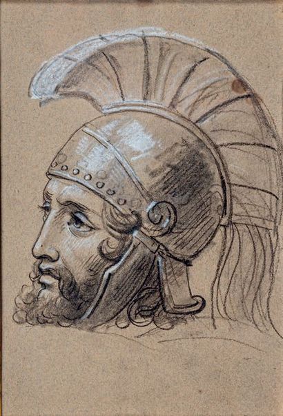 Joseph Ferdinand LANCRENON (1794-1874) Head study "Hector" Black
pencil with highlights.
22...