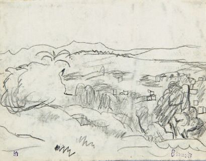 Pierre BONNARD (1867-1947) - Paysage du midi, circa 1914, recto
Black pencil drawing,...