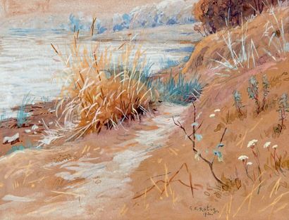 Georges Frédéric ROTIG (1873-1961) Pond Edge, 1920
Watercolor gouache, signed and...