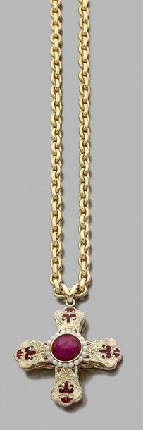 null Articulated necklace in 750-thousandths yellow gold, the oval-shaped links supporting...