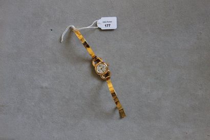 null Montre-bracelet de dame en or jaune 750 millièmes, la montre de forme ronde,...