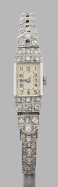 null Ladies' wristwatch in platinum 850 thousandths and white gold 750 thousandths,...