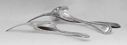 null Six place settings, nine flatware and three forks and spoons in silver 950 thousandths,...