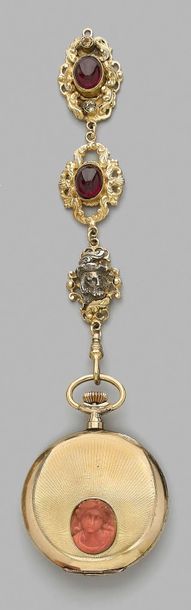 null Gilt vermeil castelaine element formed of three openworked medallions, two of...