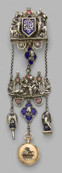 Froment Meurice - Jules Wiese A silver chatelaine decorated with a monogram MD on...