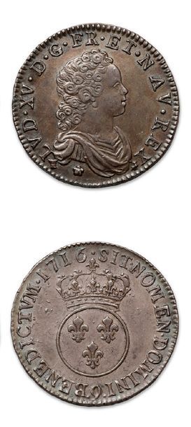 null LOUIS XV (1715-1774)
Demi écu vertugadin. 1716. Rennes. Réf.
D. 1652a. Presque...