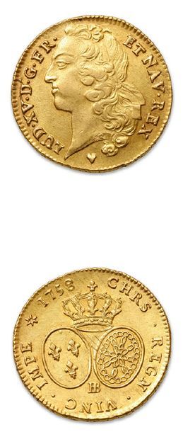 null LOUIS XV (1715-1774)
Double louis d'or au bandeau. 1758. Strasbourg.
D. 1642.
TTB...