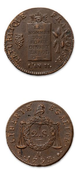 null CONVENTION (1792-1795)
2 sols aux balances. 1793. Rouen.
G. 31. Presque sup...