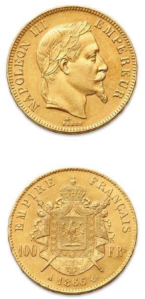 null SECOND EMPIRE (1852-1870)
100 francs or tête laurée. 1866. Paris.
G. 1136. ...