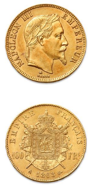 null SECOND EMPIRE (1852-1870)
100 francs or tête laurée. 1868. Paris.
G. 1136. Presque...
