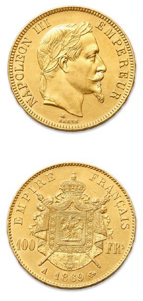 null SECOND EMPIRE (1852-1870)
100 francs or tête laurée. 1869. Paris.
G. 1136. ...