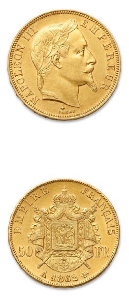 null SECOND EMPIRE (1852-1870)
50 francs or tête laurée. 1862. Paris.
G. 1112. Presque...