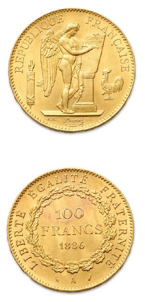 null TROISIÈME RÉPUBLIQUE (1871-1940)
100 francs or. 1886. Paris.
G. 1137. Super...