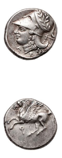 null CORINTHIE: Corinthe (350-306 av. J.-C.)
Statère. 8,54 g.
Tête d'Athéna à gauche,...
