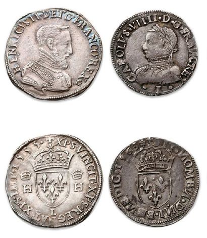 null Teston: 7 exemplaires. Henri II et François II (1553M, 1555L et 1559K) - Charles...