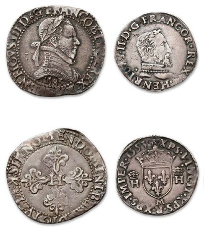 null Teston: 4 exemplaires. Henri II et François II (1555M et 1559K) - Charles IX...