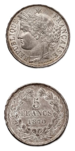null DEUXIÈME RÉPUBLIQUE: 5 francs Hercule. 1848D.
5 francs Cérès: 2 exemplaires....