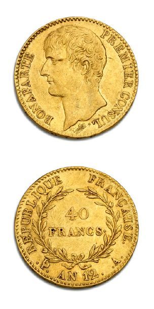 null CONSULAT (1799-1804)
40 francs or. An 12. Paris.
G. 1080. TB à TTB.