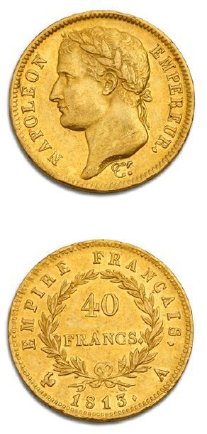 null Type: revers EMPIRE
40 francs or. 1813. Paris.
G. 1084.
TTB à superbe.