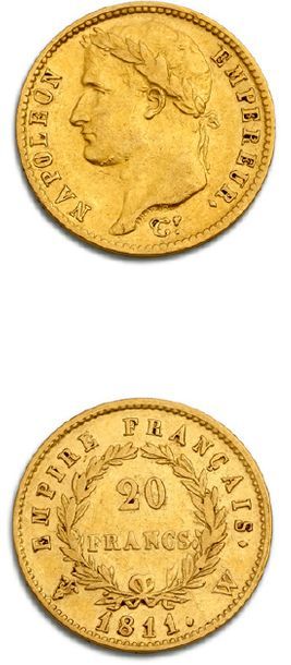 null Type: revers EMPIRE
20 francs or: 2 exemplaires. 1811. Paris et Lille.
G. 1025....