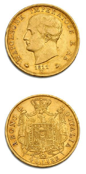 null ROYAUME d’ITALIE: Napoléon (1805-1814)
40 lire or, 2e type: 2 exemplaires. 1810...