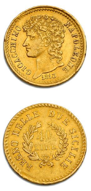 null ROYAUME de NAPLES: Joachim Murat (1808-1811)
40 lire or. 1813. Naples.
L.M.N....