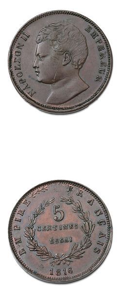 null NAPOLÉON II Empereur (1811-1832)
Quart de franc. Essai. 1816. Argent.
5 centimes....
