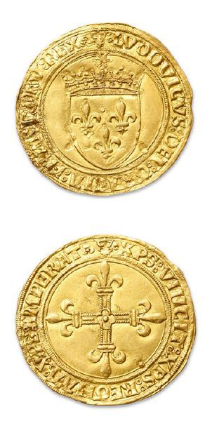 null LOUIS XII (1498-1514)
Écu d'or au soleil. Lyon (Pt 12e).
D. 647. Flan large.
TTB...