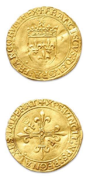 null FRANÇOIS Ier (1515-1547)
Écu d'or au soleil, 2e type. Paris (Pt 18e).
D. 771....