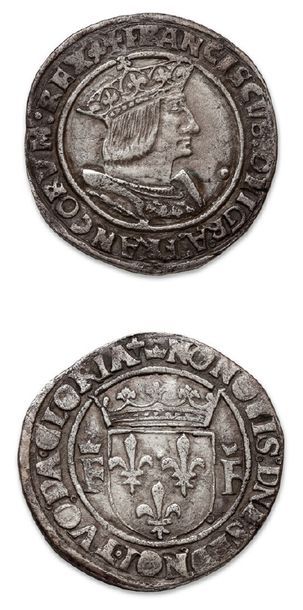 null FRANÇOIS Ier (1515-1547)
Teston: 2 exemplaires. 4e type Lyon et Dauphiné 2e...