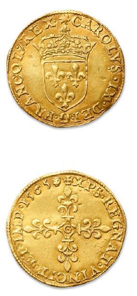 null CHARLES IX (1560-1574)
Écu d'or au soleil. 1565. Poitiers.
G. 1057.
TTB à s...